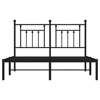 Metal Bed Frame without Mattress with Headboard Black 150x200 cm