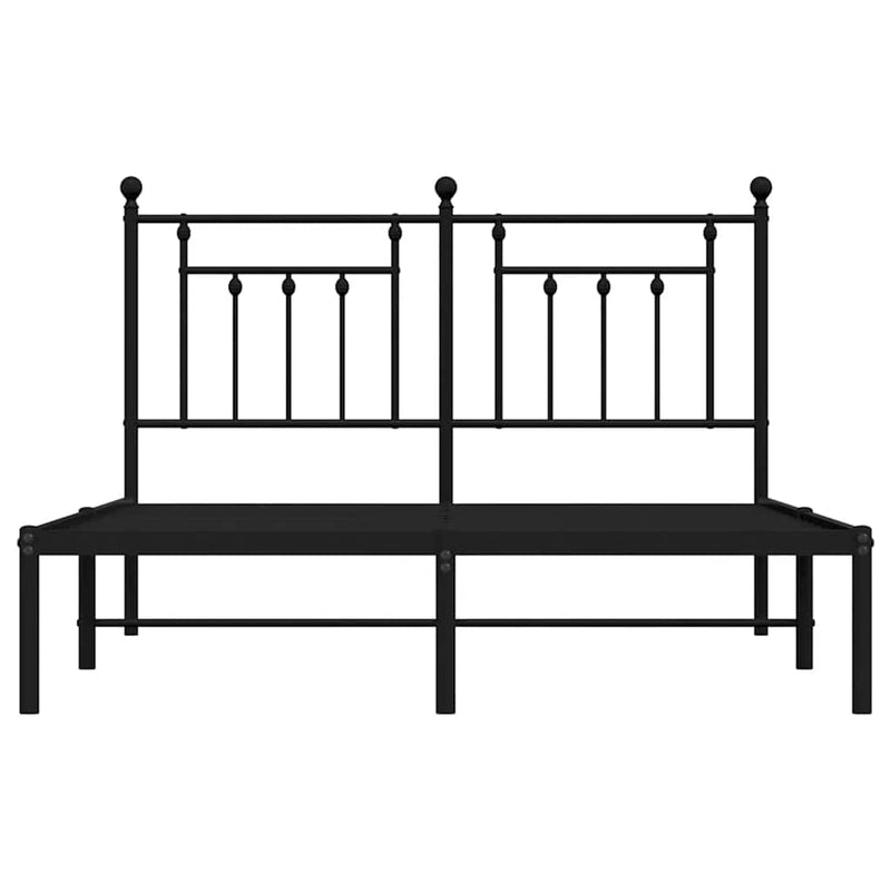 Metal Bed Frame without Mattress with Headboard Black 150x200 cm