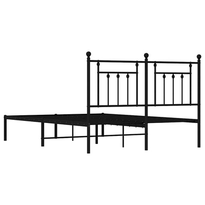 Metal Bed Frame without Mattress with Headboard Black 150x200 cm