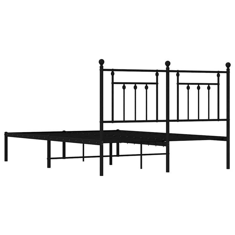 Metal Bed Frame without Mattress with Headboard Black 150x200 cm