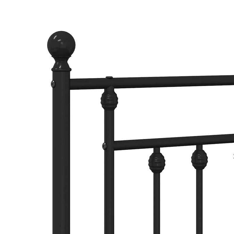 Metal Bed Frame without Mattress with Headboard Black 150x200 cm