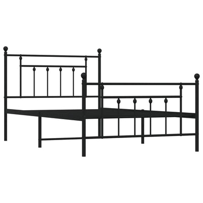 Metal Bed Frame without Mattress with Footboard Black 107x203 cm King Single