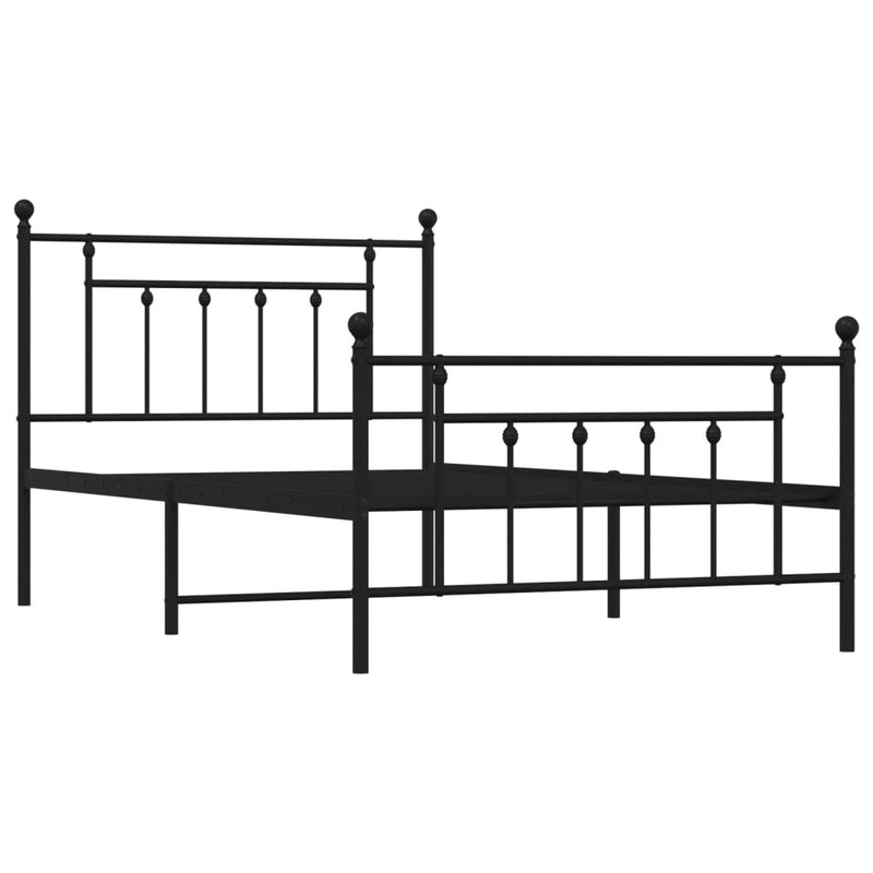 Metal Bed Frame without Mattress with Footboard Black 107x203 cm King Single