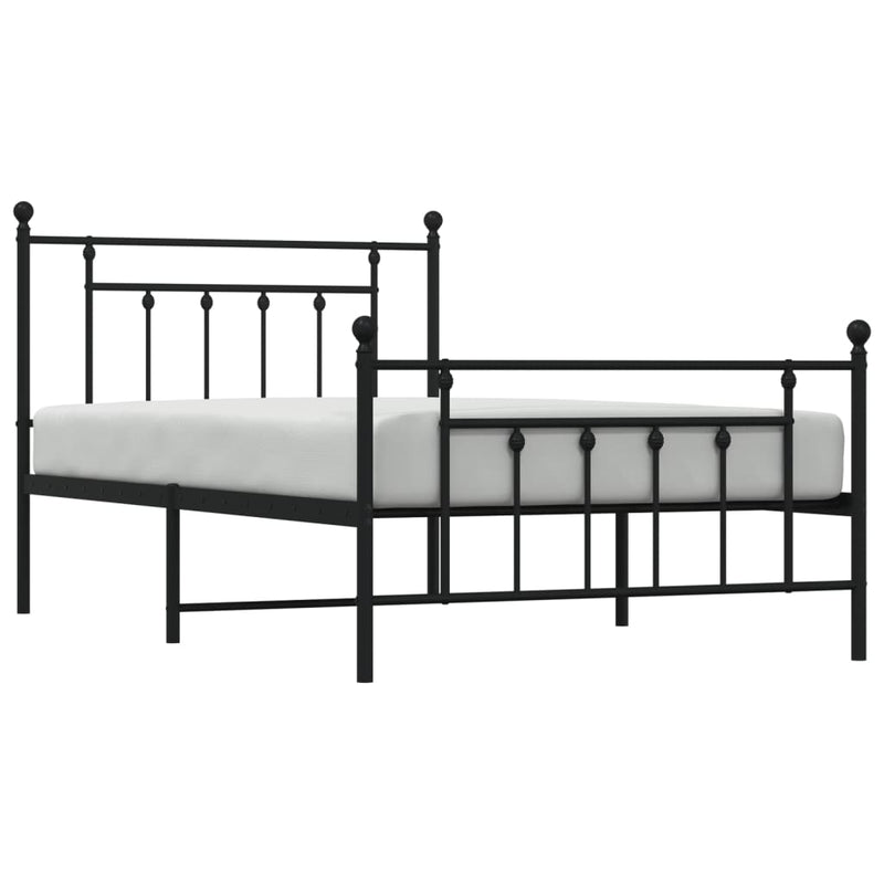 Metal Bed Frame without Mattress with Footboard Black 107x203 cm King Single