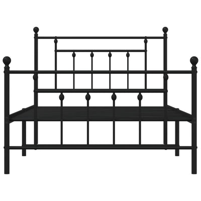 Metal Bed Frame without Mattress with Footboard Black 107x203 cm King Single