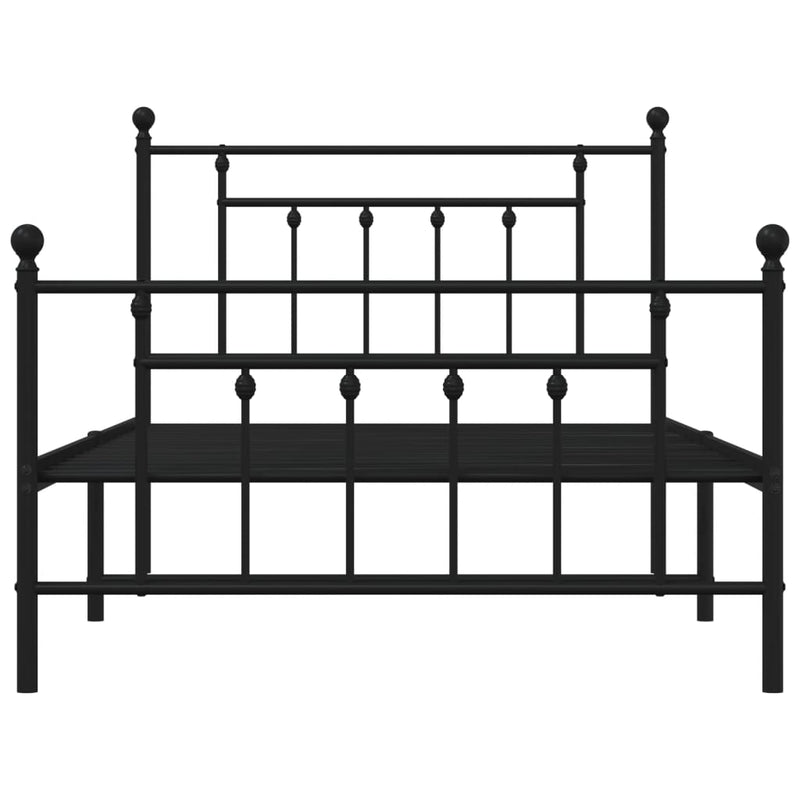 Metal Bed Frame without Mattress with Footboard Black 107x203 cm King Single