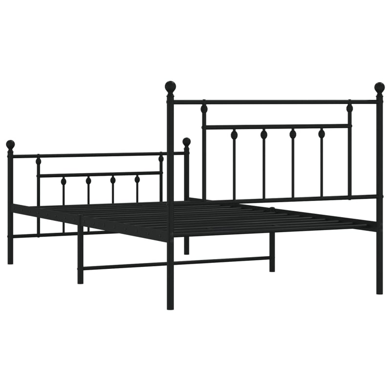 Metal Bed Frame without Mattress with Footboard Black 107x203 cm King Single