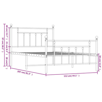 Metal Bed Frame without Mattress with Footboard Black 107x203 cm King Single