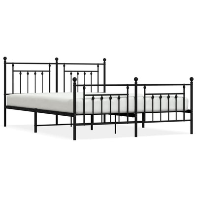 Metal Bed Frame without Mattress with Footboard Black 183x203 cm King