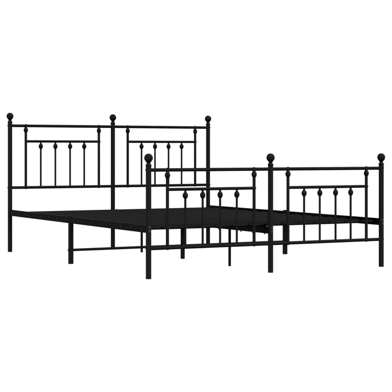 Metal Bed Frame without Mattress with Footboard Black 183x203 cm King