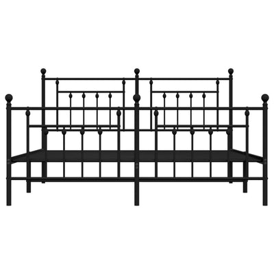 Metal Bed Frame without Mattress with Footboard Black 183x203 cm King