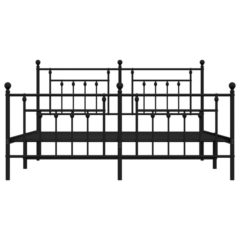 Metal Bed Frame without Mattress with Footboard Black 183x203 cm King