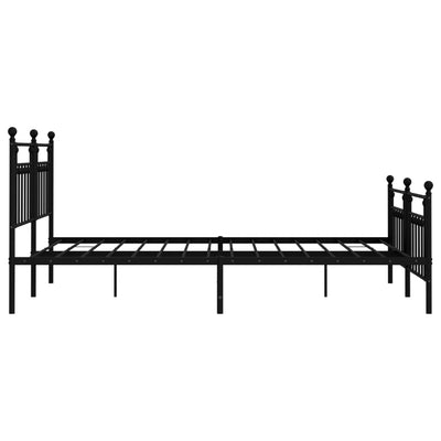 Metal Bed Frame without Mattress with Footboard Black 183x203 cm King