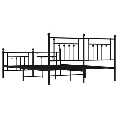 Metal Bed Frame without Mattress with Footboard Black 183x203 cm King