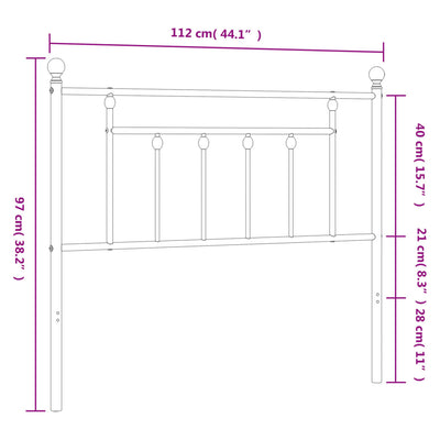 Metal Headboard Black 107 cm King Single