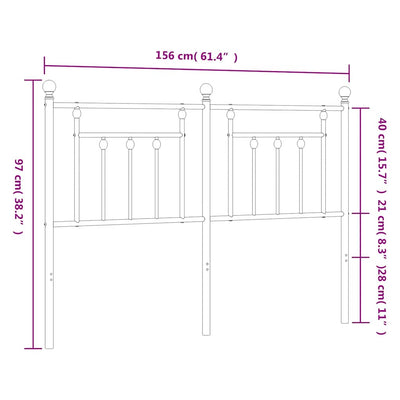 Metal Headboard Black 152 cm Queen