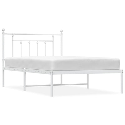 Metal Bed Frame without Mattress with Headboard White 107x203 cm King Single