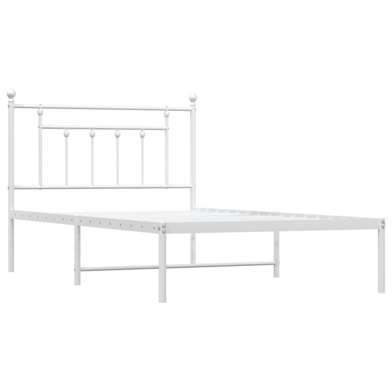 Metal Bed Frame without Mattress with Headboard White 107x203 cm King Single