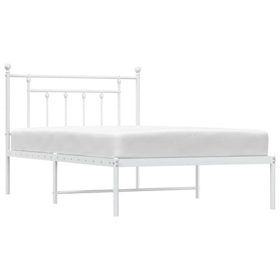 Metal Bed Frame without Mattress with Headboard White 107x203 cm King Single