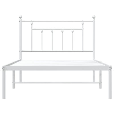 Metal Bed Frame without Mattress with Headboard White 107x203 cm King Single