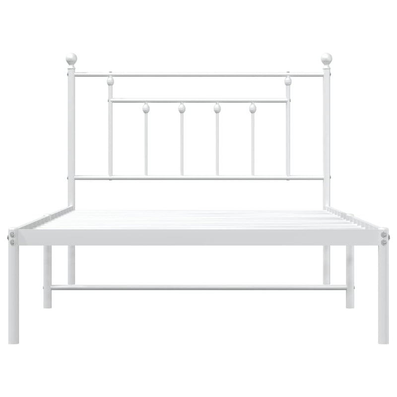 Metal Bed Frame without Mattress with Headboard White 107x203 cm King Single