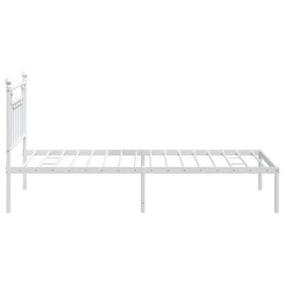 Metal Bed Frame without Mattress with Headboard White 107x203 cm King Single