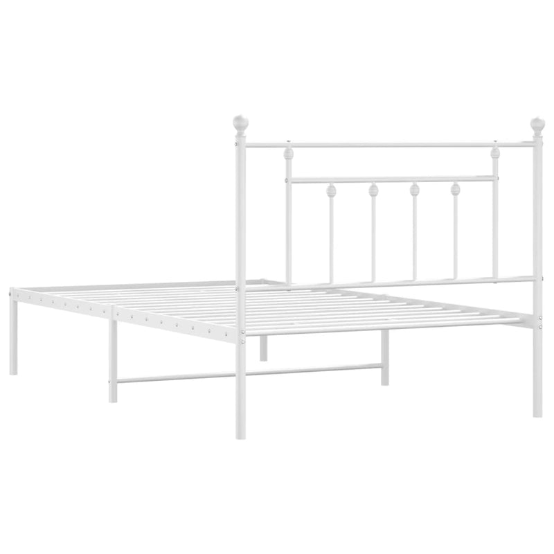 Metal Bed Frame without Mattress with Headboard White 107x203 cm King Single