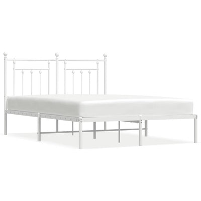 Metal Bed Frame without Mattress with Headboard White 150x200 cm