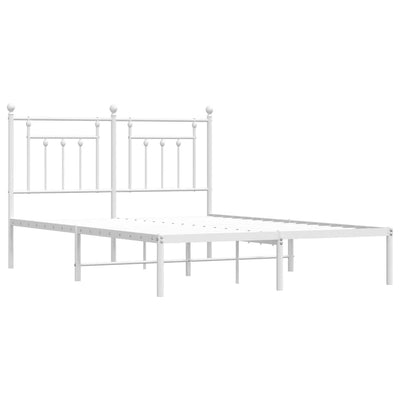 Metal Bed Frame without Mattress with Headboard White 150x200 cm