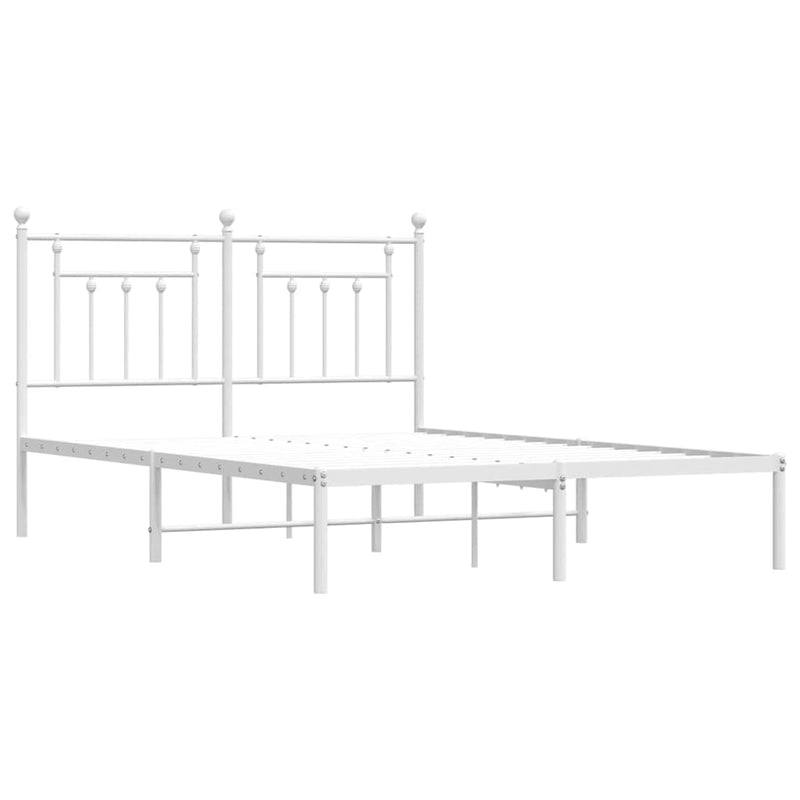 Metal Bed Frame without Mattress with Headboard White 150x200 cm