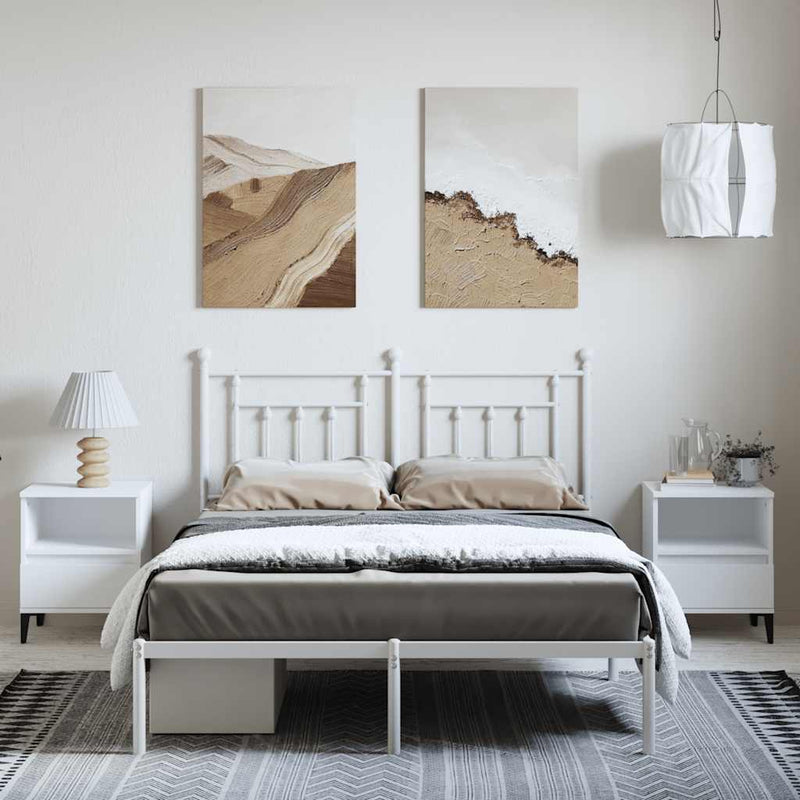 Metal Bed Frame without Mattress with Headboard White 150x200 cm