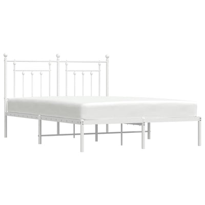 Metal Bed Frame without Mattress with Headboard White 150x200 cm