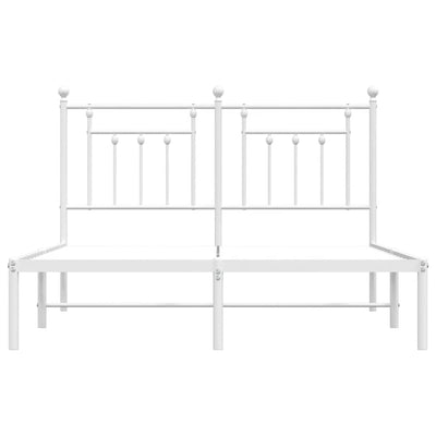 Metal Bed Frame without Mattress with Headboard White 150x200 cm