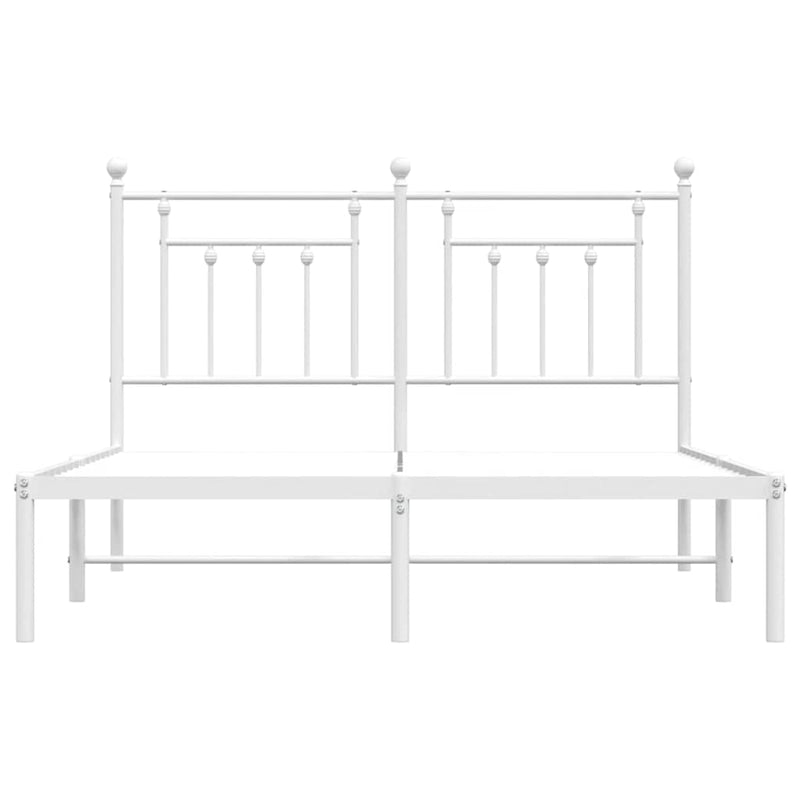 Metal Bed Frame without Mattress with Headboard White 150x200 cm