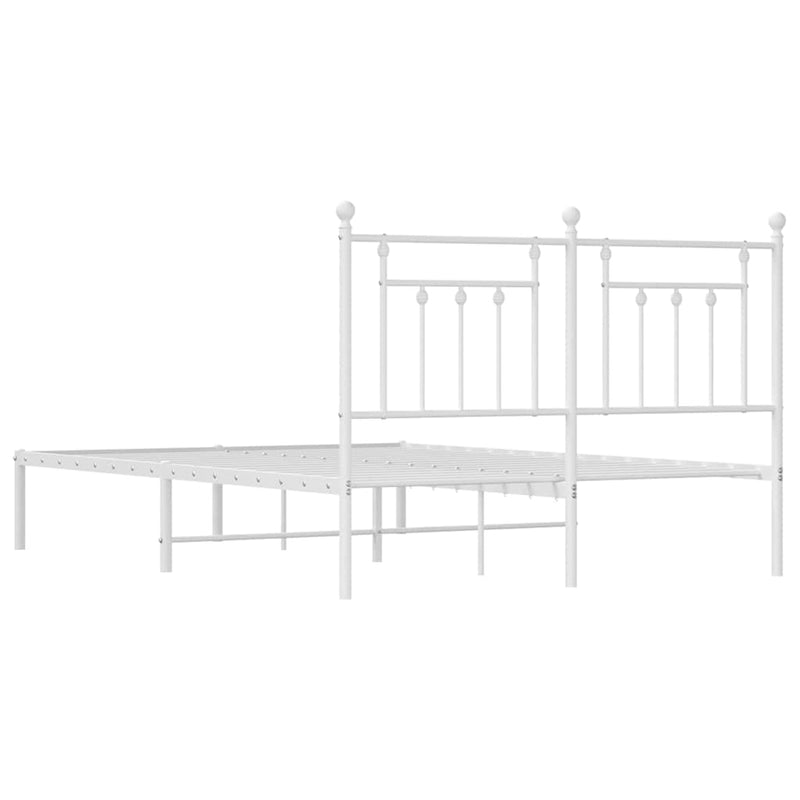 Metal Bed Frame without Mattress with Headboard White 150x200 cm