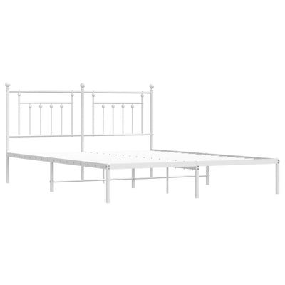 Metal Bed Frame without Mattress with Headboard White 183x203 cm King