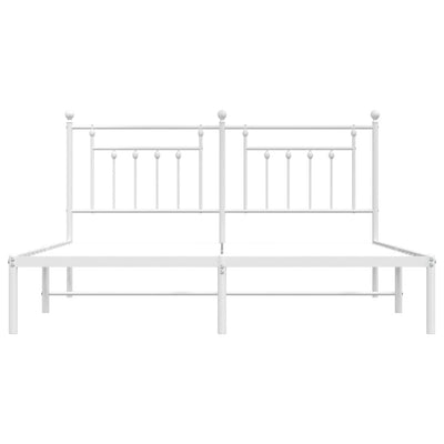 Metal Bed Frame without Mattress with Headboard White 183x203 cm King