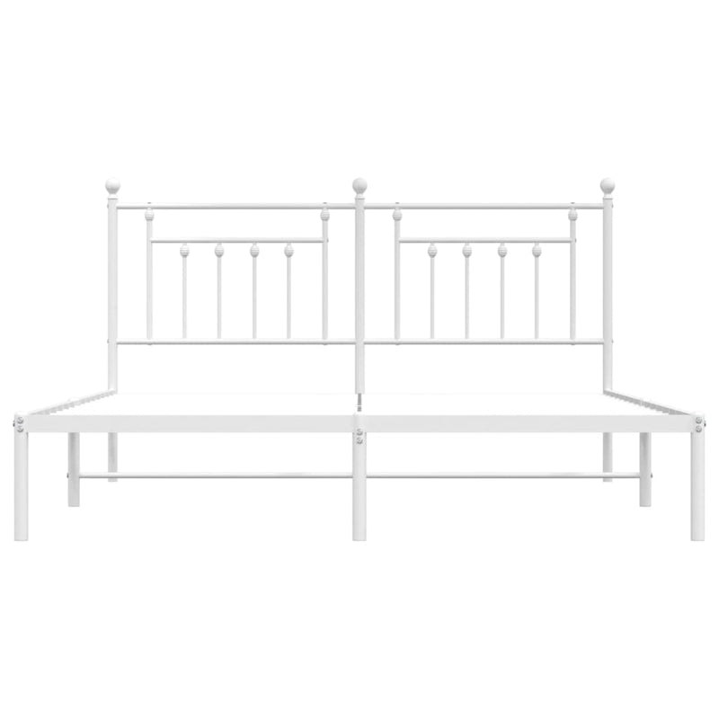 Metal Bed Frame without Mattress with Headboard White 183x203 cm King