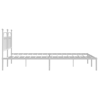 Metal Bed Frame without Mattress with Headboard White 183x203 cm King