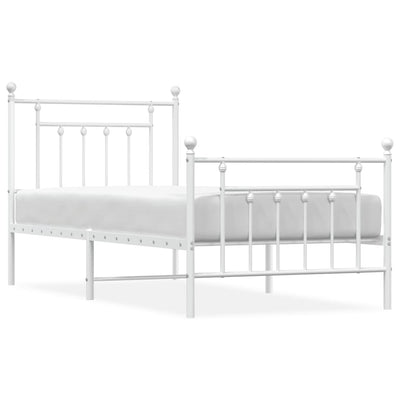 Metal Bed Frame without Mattress with Footboard White 90x190 cm