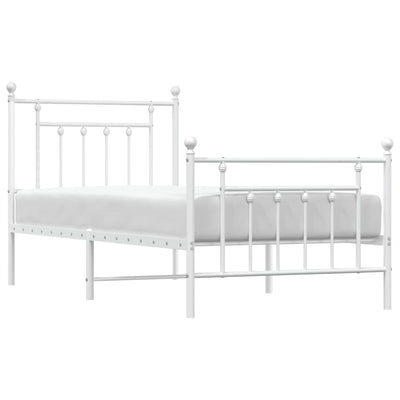 Metal Bed Frame without Mattress with Footboard White 90x190 cm