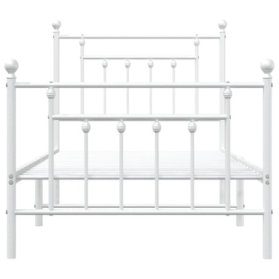 Metal Bed Frame without Mattress with Footboard White 90x190 cm