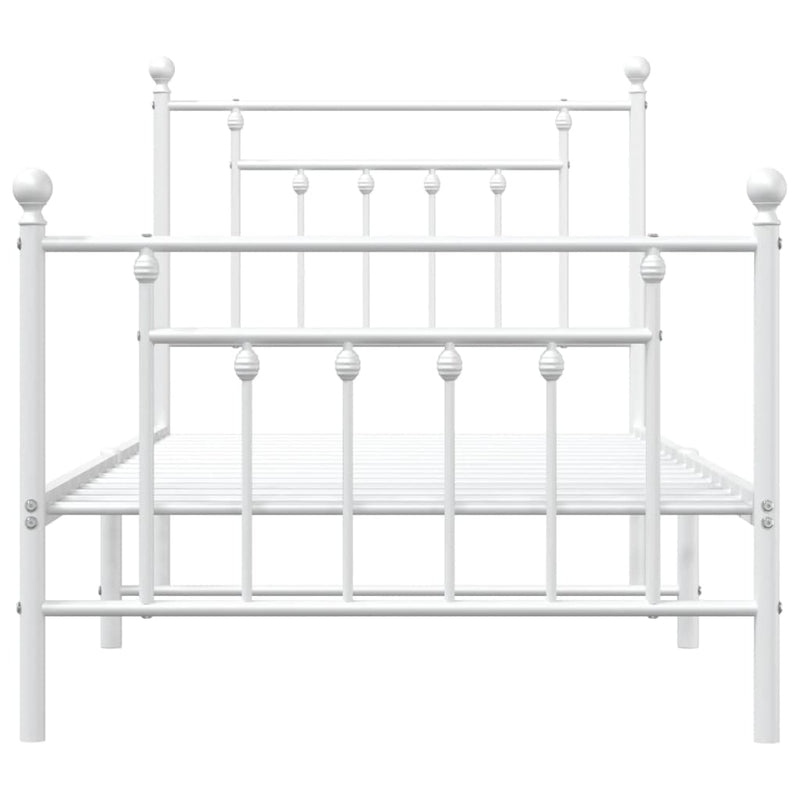 Metal Bed Frame without Mattress with Footboard White 90x190 cm