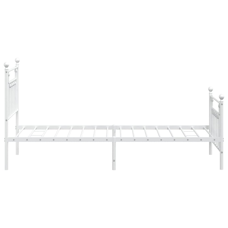 Metal Bed Frame without Mattress with Footboard White 90x190 cm