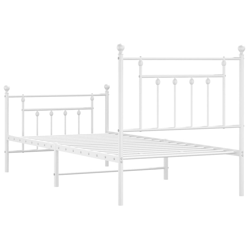 Metal Bed Frame without Mattress with Footboard White 90x190 cm