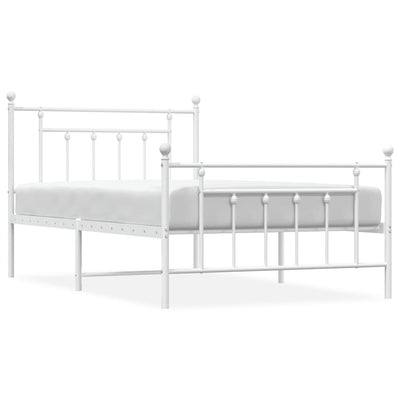 Metal Bed Frame without Mattress with Footboard White 107x203 cm King Single