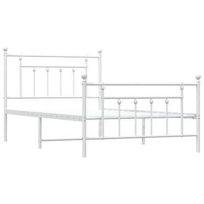 Metal Bed Frame without Mattress with Footboard White 107x203 cm King Single