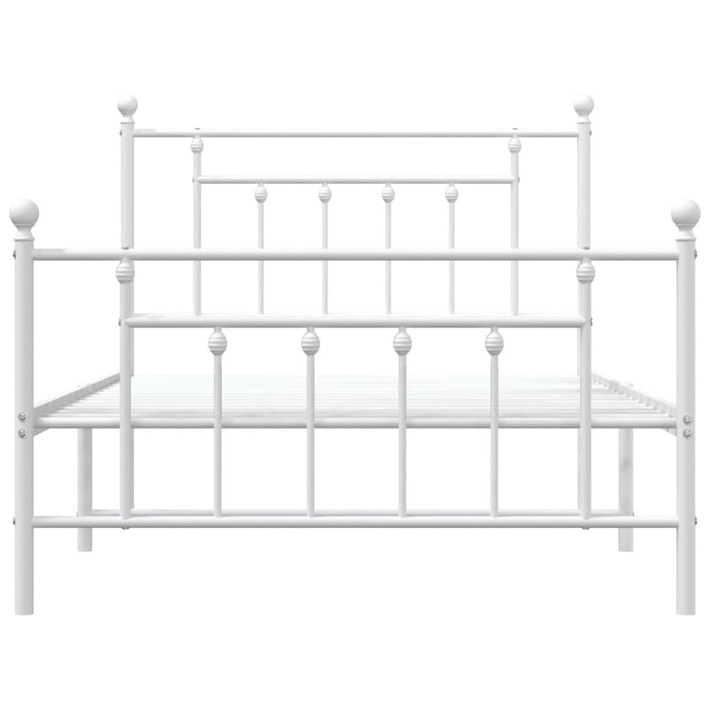 Metal Bed Frame without Mattress with Footboard White 107x203 cm King Single