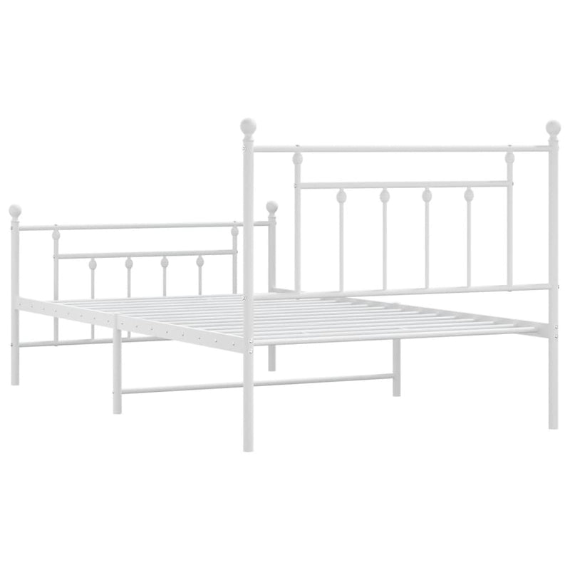 Metal Bed Frame without Mattress with Footboard White 107x203 cm King Single