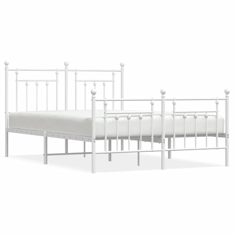 Metal Bed Frame without Mattress with Footboard White 150x200 cm